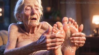 Pretty Large Wrinkled Feet Oiled up - Oil Trickling From Toes Fleshly Massage