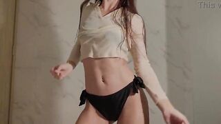 Striptease in juicy garments