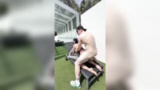 We escaped from the fuckfest to film behind the scenes and that guy cum all over my face