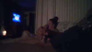 Jerking Off To My Roommate Whilst This babe Is Playing Movie scene Games In Her Ebony Pants
