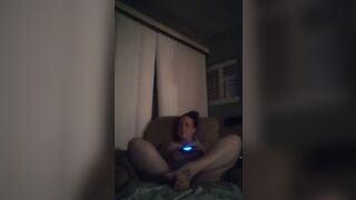 Sexually excited angel in night gown playing clip games and showing off her cleavage