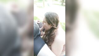 Sucking Off The Tip Outside big beautiful woman Swallows Cum