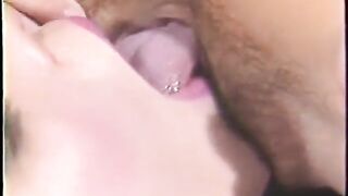 Brunette hair lesbian babes use dildos on every other in vintage porn