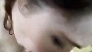 Cameraman films concupiscent brunette hair sucking his tool and get jizzed