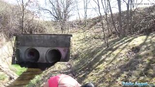 Public Agent Peachy booty taut vagina art student swallows