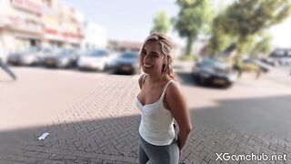 Sexy Blond Lets Me Screw Her Titties In Public