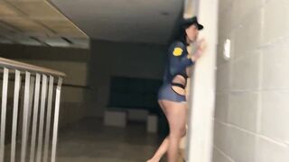 Large butt trans cop arrests 25cm BBC who was stealing a safe. This guy screws her until this babe's done