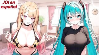 Spanish Audio JOI Manga. Marin and Miku jerk u off in turn!