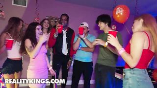 REALITY KINGS - Lucy Foxx Sneaks A Quick Screw Whilst The Party Keeps Going Around Her