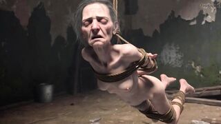 Elderly Granny Bound up - Terrified yet Longing Wang in Her Old Cunt