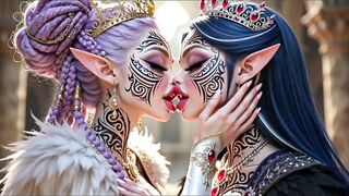 Pretty Elves Princess Giving a kiss, Ai Animation