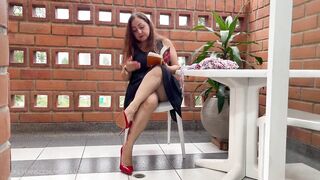 MASTURBATION WITH EBONY SEX TOY AND BUTT-PLUG WEARING RED HEELS. YelahiaG