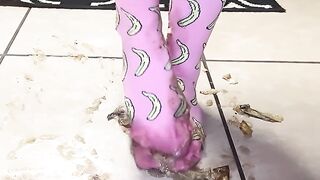 Large Feet in Banana Socks Crush And Squish Bananas! Come Get Your Dinner
