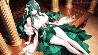 Green Queen on the Golden Throne! Idle Seduction in a Silk Gown, What Secrets Hide Under?