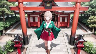 Forbidden Contrast Between Shrine & Bedroom, Soaked Secrets Below Red & White Kimono.
