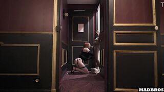 Large Butt French Redhead Gets Drilled & Creampied Back From A Party!!!