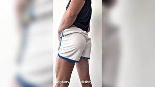 Soccer Schlong Gets Home Excited White Shorts MASSIVE UNCUT ROD Jerk Off & GIANT CUM
