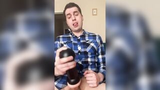 Cute Man Jerks Off, Discharges His Load and Eats His Own Cum