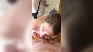 Cute amateur beauty deepthroats large jock and sucks balls & eye contact