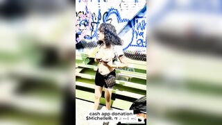 PUBLIC BRIDGE Stripped Beach Solo Female Biker Hotty irl Reality In The Town
