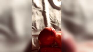 Giant Jizz flow, White Uncut Dong Jerking Off untill Firing His cum - Luce Avery