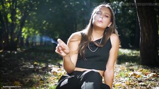 Seductive Russian Angel Smokin' Cigarette in Studio