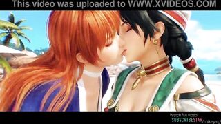 AI lesbo giving a kiss grok Imagine clip beach time crossover