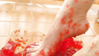 LEG & FOOT SHOW with JELLO + CUM + KNEE SOCKS