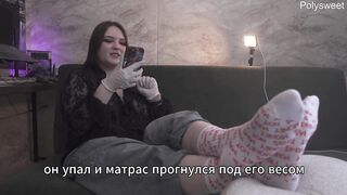 SP Porn story - Hotty in latex gloves drilled a man with a belt-on and cunt (Russian, femdom,rug munch, pegging)