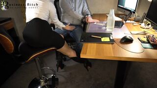 secretary humiliates boss - pee in jeans, business-wench