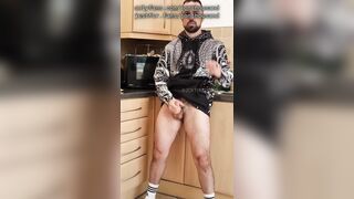 Roommate openly jerking off in kitchen