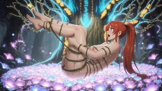 Blindfolded Red Hair Cutie Suspended by Thorny Vines Bizarre Juicy Servitude CG