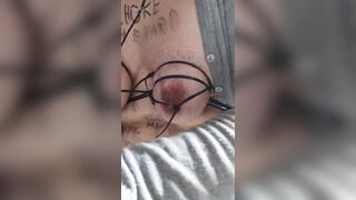 Body writing humilation on a corpulent body. Part three