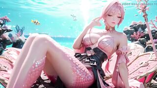Pink Mermaid Queen! Intimate Gaze in the Underwater Palace, From Unfathomable Sea Fantasies to Beach Orgasm.