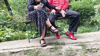 A older stepmom talked me into cumming into a glass outdoors