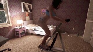 Hot Brunette hair has a Workout day