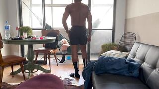I arrived at my step cousin's abode, that babe was full of longing, showing off on her cell phone to her boyfriend, the cuckold. This babe was practically bent over to him with her little butt full of cum.