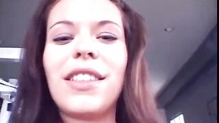 Hot Brunette hair Chick Plays with Her Pretty Vagina Until a Hawt Hard Dude Whos up to Get a Fellatio.