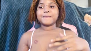 Tatted Black Playgirl Gets STONED and Plays with her Large Bazookas