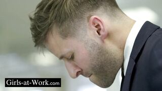 A breasty colleague open for anal dance