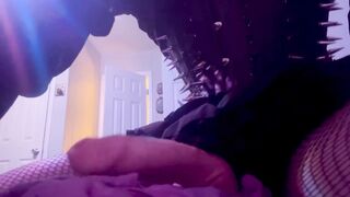 Punk tranny cums on step sis pants