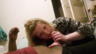 Blonde nineteen year old sucking her bbc