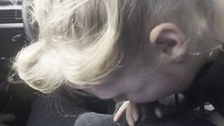Blonde bbc fellatio in car
