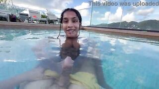 MY BREASTY WIFE GIVES ME A ORAL PLEASURE BY THE HOTEL POOL WHILST PEOPLE SEE US—YASMINA KHAN