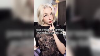 Blond cutie leans back with legs open wide