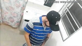 Hawt youthful woman enters the dudes's restroom at a bar!