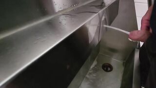 Uncut Jock Pissing @ Public Piddle Trough