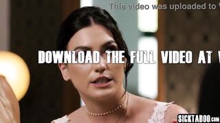 Kinky bride and hawt chick dropped to their knees and gave a oral-sex previous to hardcore vagina screwing