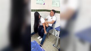 A youthful, eighteen-year-old brunette hair fell on my penis during recess.