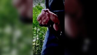 take it without the panties, void urine, walk, jack off & cum on a public path??✊?